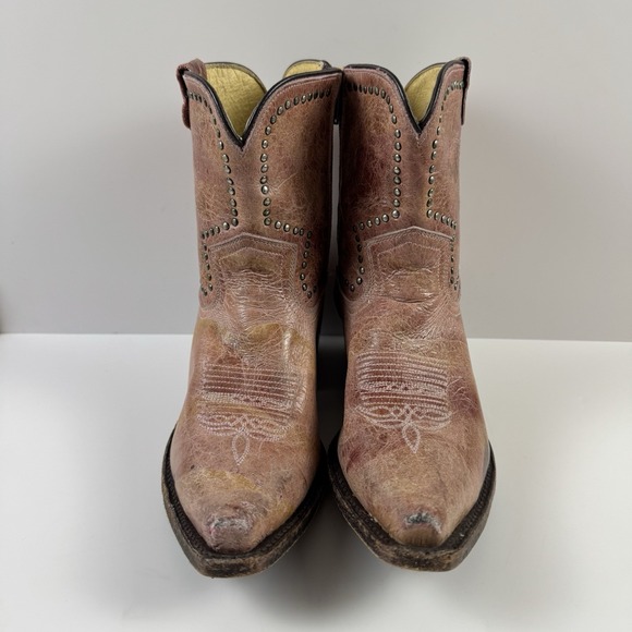 Sundance Womens Beige Studded Leather Western Cowgirl Ankle Boots Size 8 - Picture 2 of 7